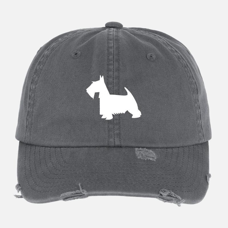 terrier écossais noir Casquette vintage effet usé Flexfit