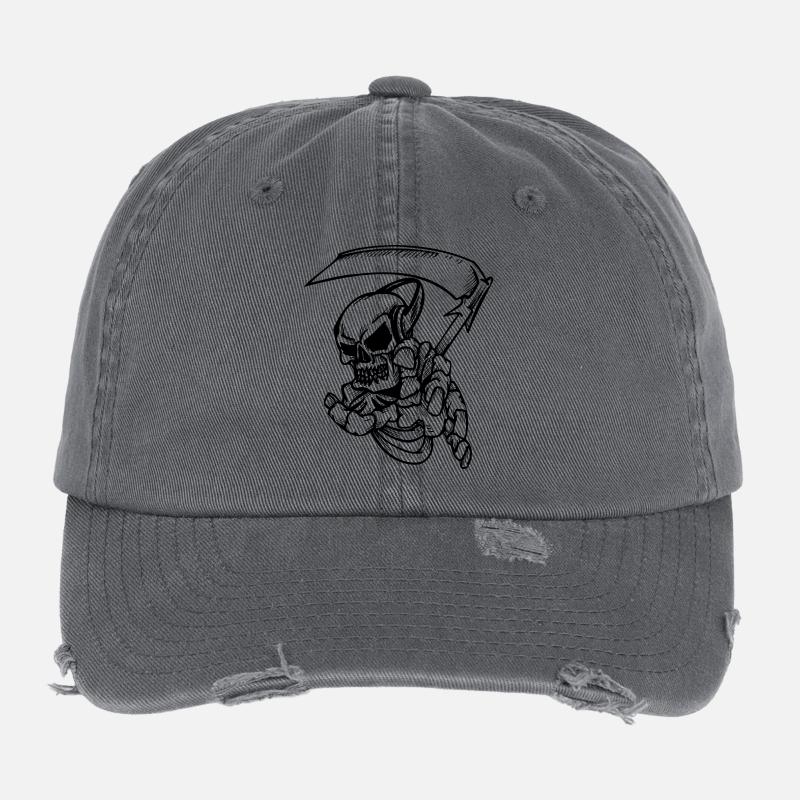 Skelett mit Sense Flexfit Vintage Destroyed Cap