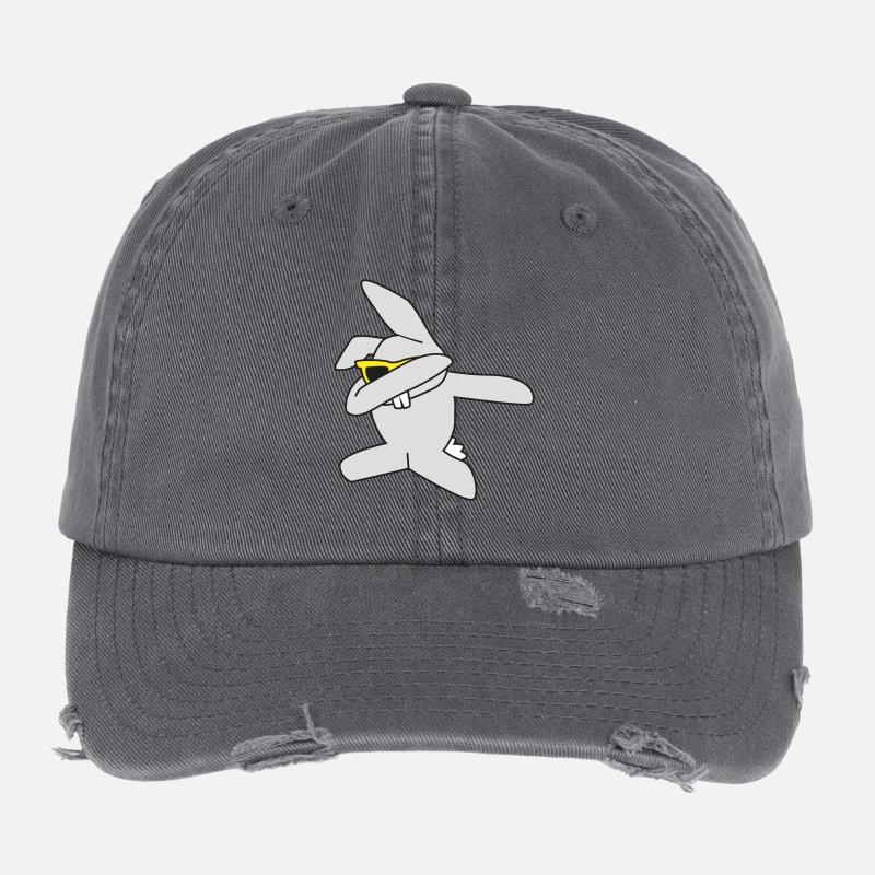 dabbing Easter Bunny Flexfit Vintage Destroyed Cap
