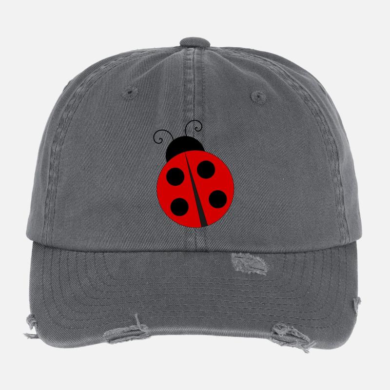 Ladybug with four black dots Flexfit Vintage Destroyed Cap