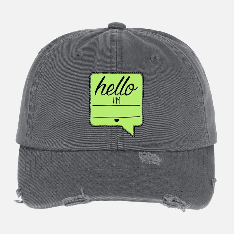 Hello I'm - Dein Name - Dein Text - Baby - Beruf Flexfit Vintage Destroyed Cap