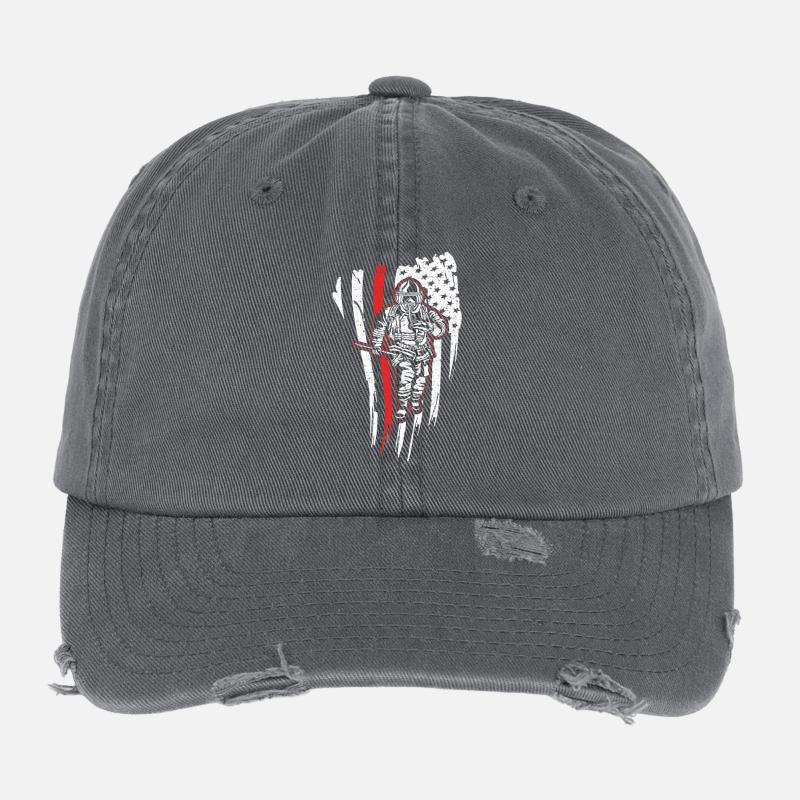 Firefighter USA - fireman hazardous flag design Flexfit Vintage Destroyed Cap