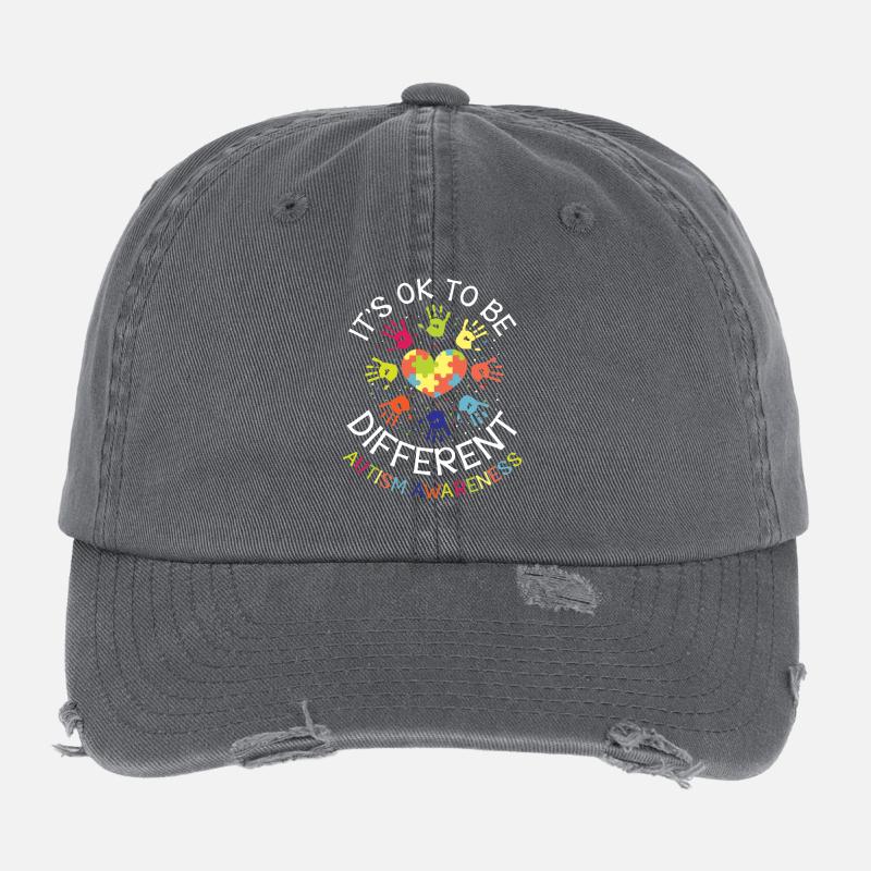 It's ok to be different - Autism Awareness Flexfit Vintage Destroyed Cap