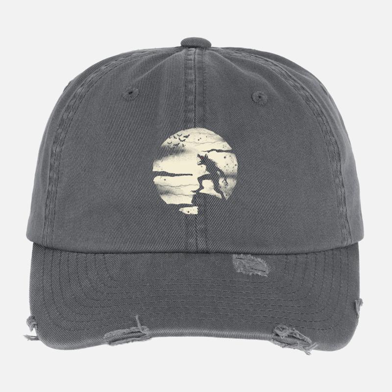 Werewolf With The Full Moon Flexfit Vintage Destroyed Cap