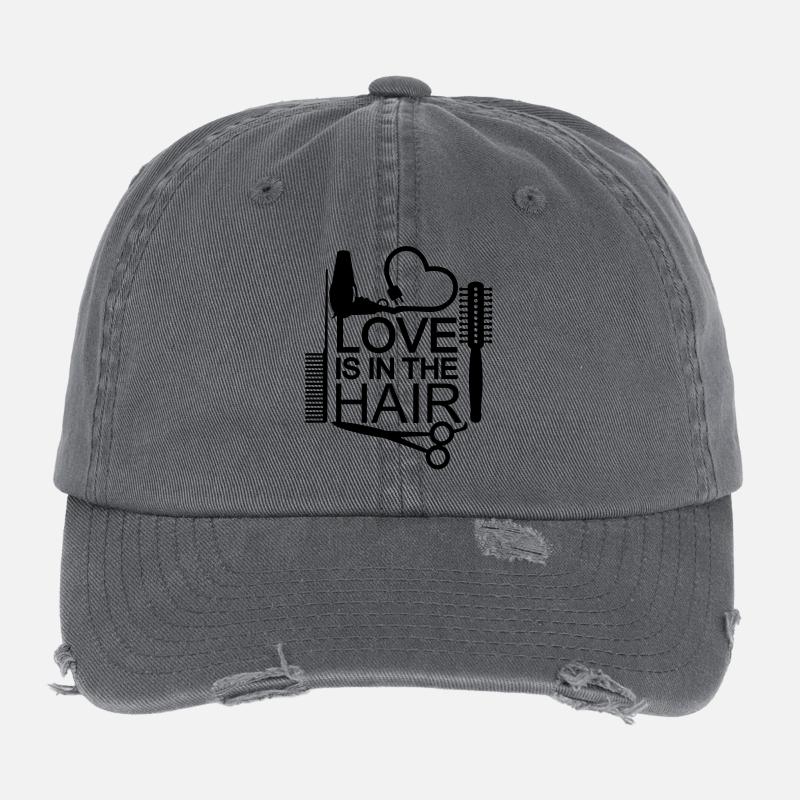 L'amour est dans les cheveux (coiffeur, 1c) Casquette vintage effet usé Flexfit