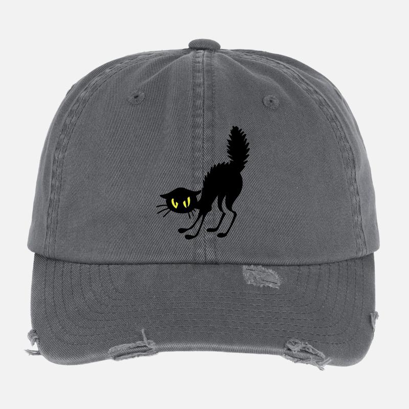 Chat énervé Casquette vintage effet usé Flexfit