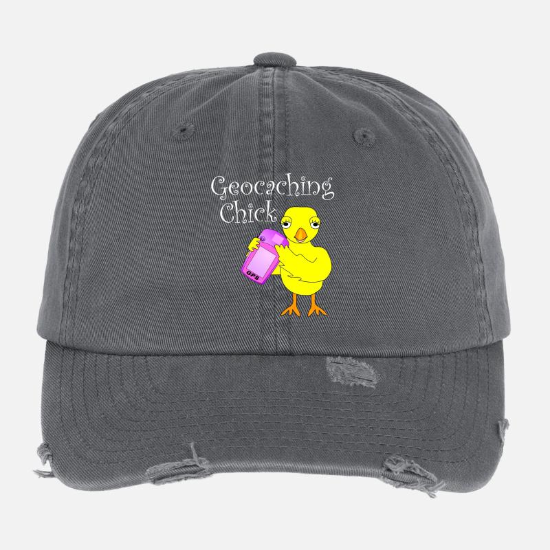 Géocaching Chick Texte blanc Casquette vintage effet usé Flexfit