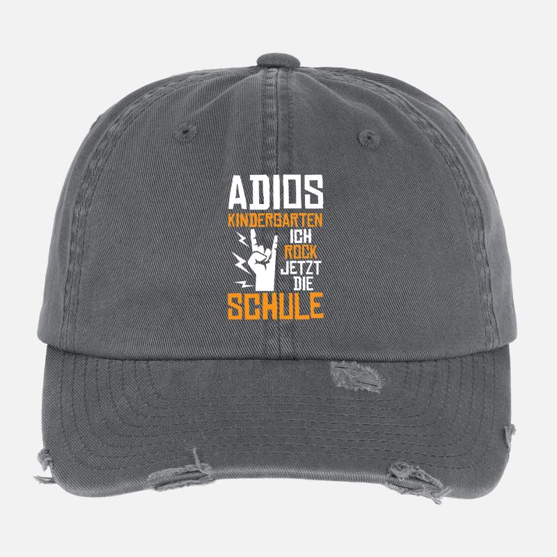 Adios Kindergarten ich rock jetzt die Schule Flexfit Vintage Destroyed Cap