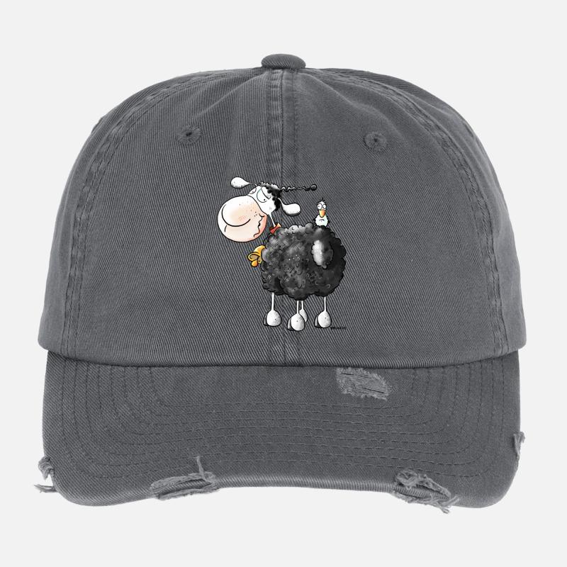 Funny Curly Sheep - Cartoon Flexfit Vintage Destroyed Cap