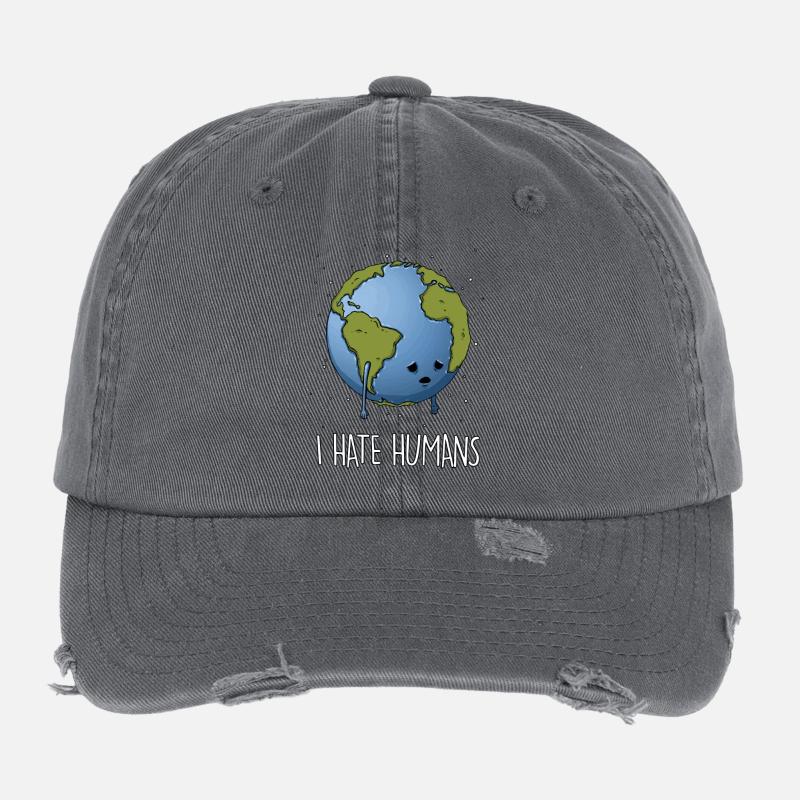 Hate humans Flexfit Vintage Destroyed Cap
