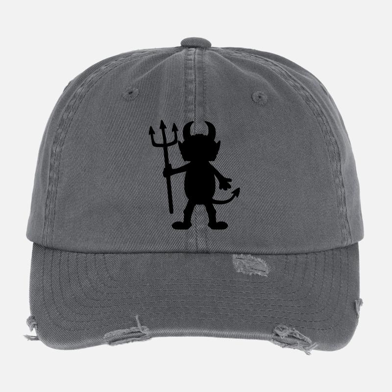 Devil man cartoon character Flexfit Vintage Destroyed Cap