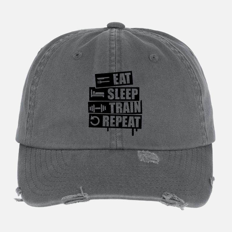 eat_sleep_train_repeat_1_f1 Flexfit Vintage Destroyed Cap