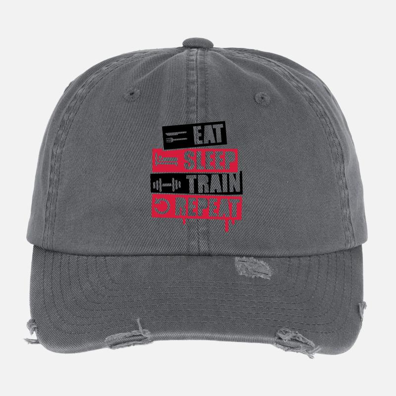 eat_sleep_train_repeat_2_f2 Flexfit Vintage Destroyed Cap
