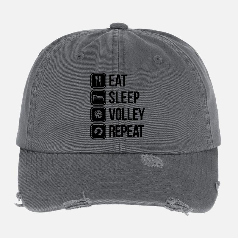 eat sleep volley repeat Flexfit Vintage Destroyed Cap