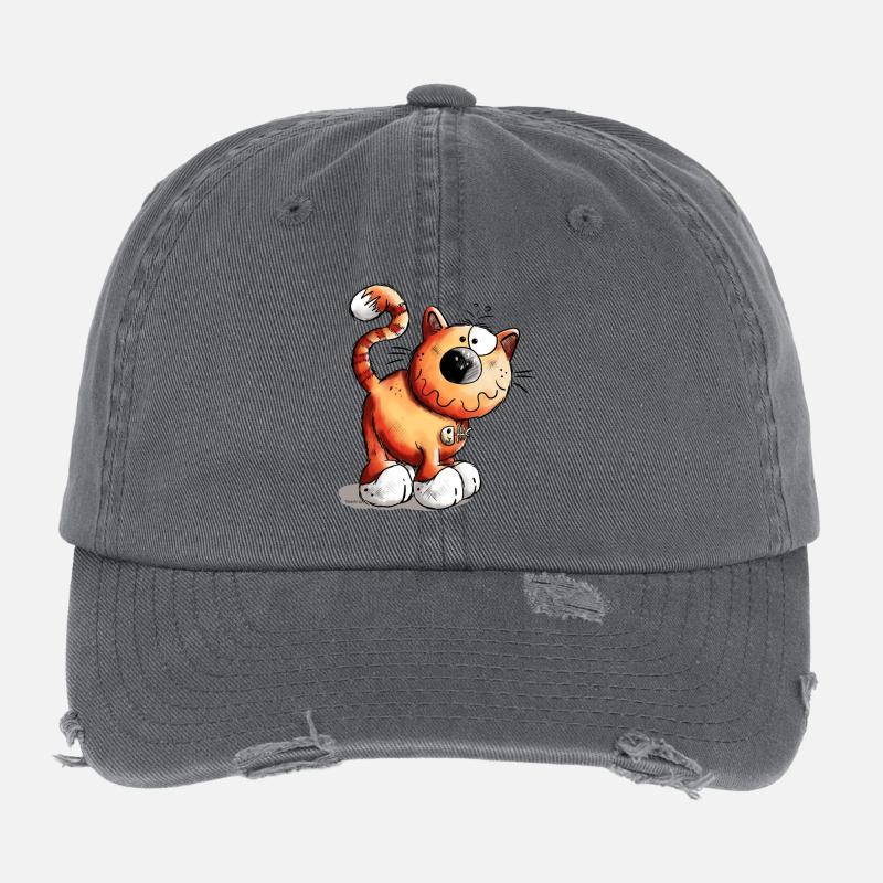 Drôle Chat Casquette vintage effet usé Flexfit