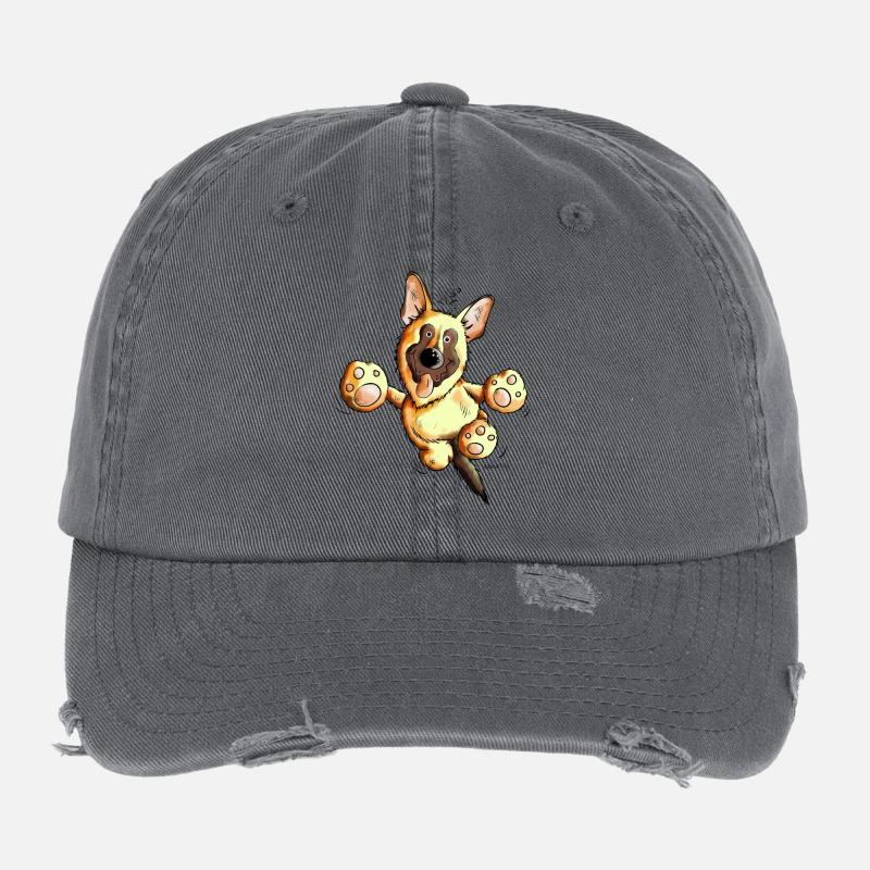 Funny German Shepherd Flexfit Vintage Destroyed Cap