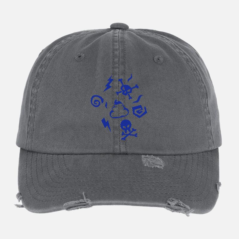 colere eclair tete de mort merde foudre Casquette vintage effet usé Flexfit