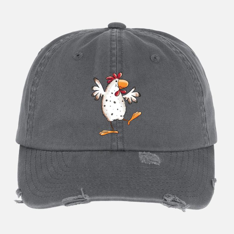 Dancing Chicken - Hen - Funny - Cartoon Flexfit Vintage Destroyed Cap