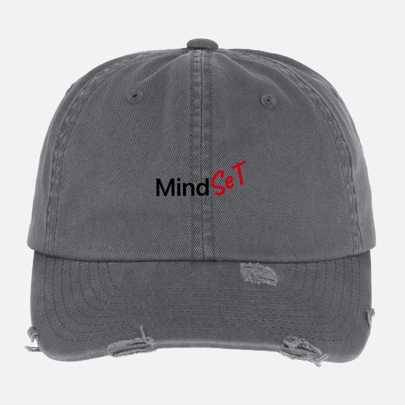 Red Handwritten Set on Black Background Casquette vintage effet usé Flexfit
