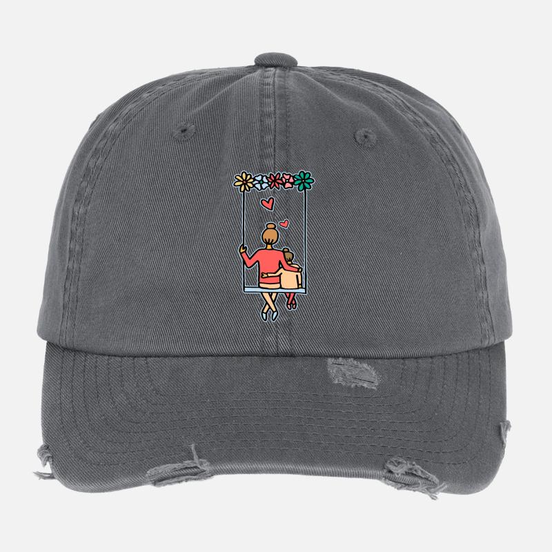Amour et sécurité mère et fille Casquette vintage effet usé Flexfit