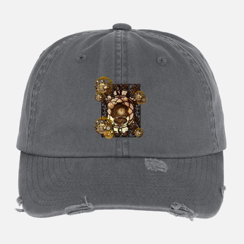 Atemberaubendes Steampunk-Design Flexfit Vintage Destroyed Cap