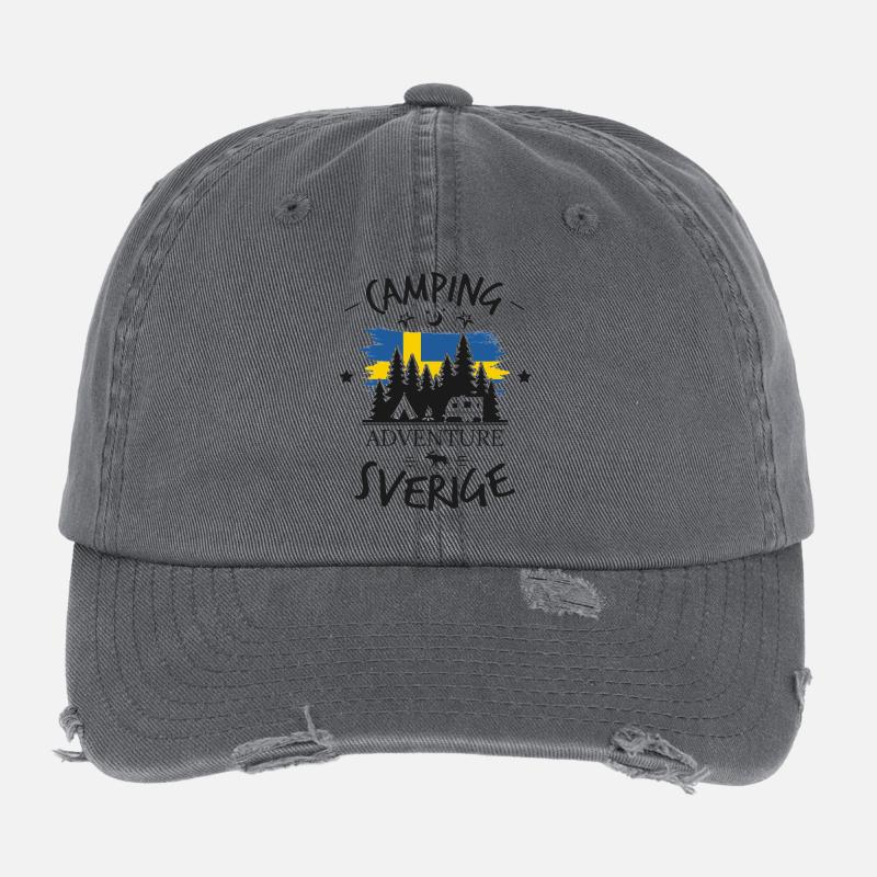 Camping Adventure Suède Sverige Design Casquette vintage effet usé Flexfit