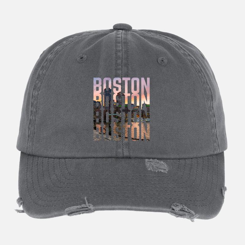 Lettrage Boston Skyline Casquette vintage effet usé Flexfit