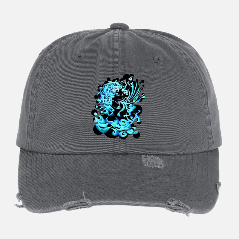 Aquarius Element Wasser cutout Flexfit Vintage Destroyed Cap