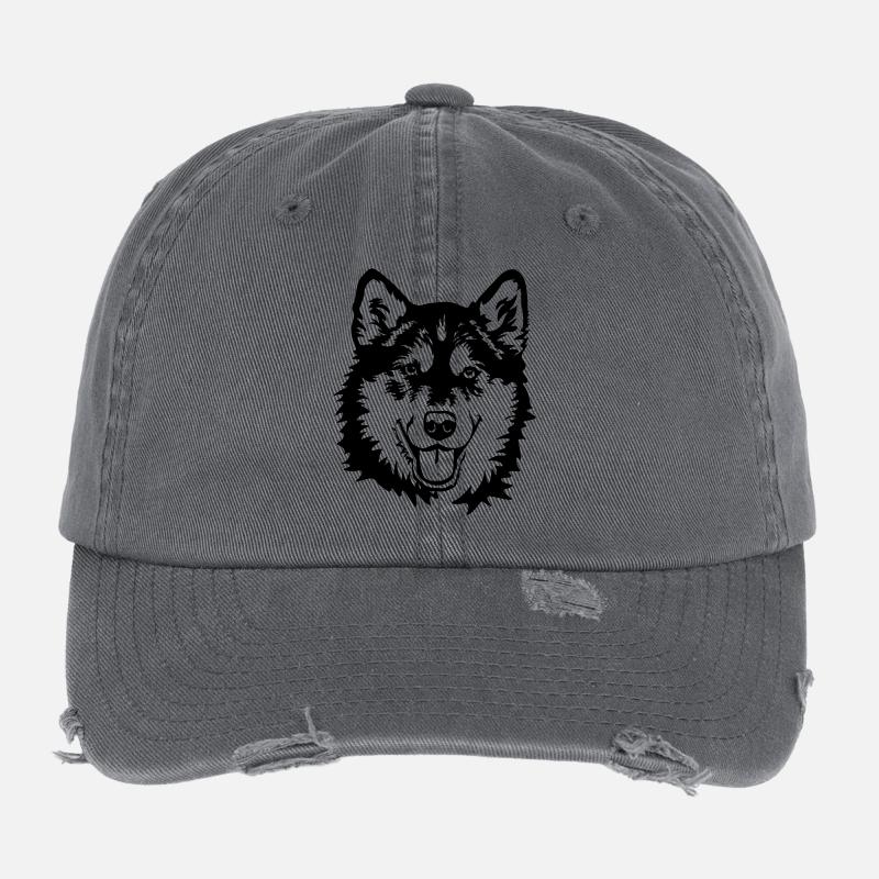 Alaskan Malamute head Flexfit Vintage Destroyed Cap