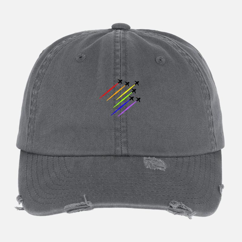 Regenbogen Flugzeug Flexfit Vintage Destroyed Cap