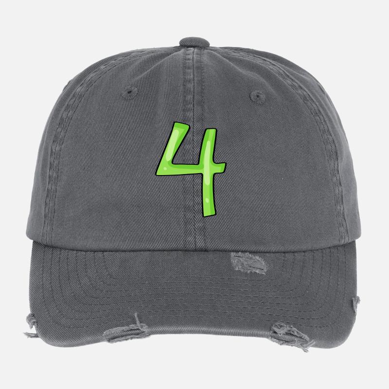 Chiffre 4 Vert Casquette vintage effet usé Flexfit