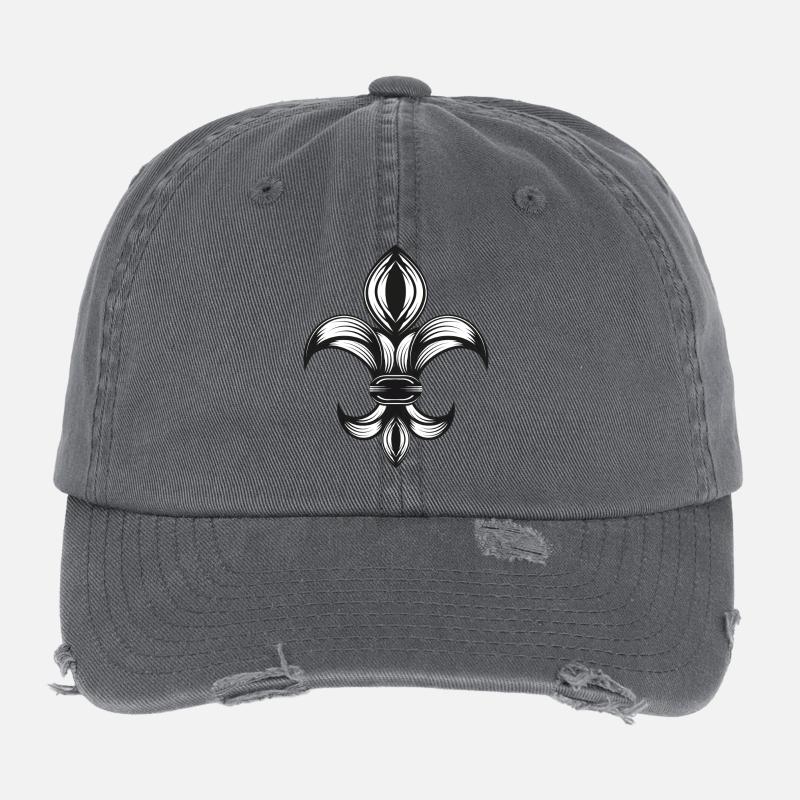 iris stylisé - Fleur-de-Lys Casquette vintage effet usé Flexfit