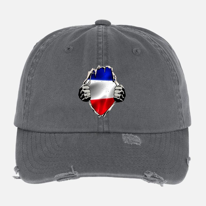 Drapeau rouge bleu-blanc Casquette vintage effet usé Flexfit