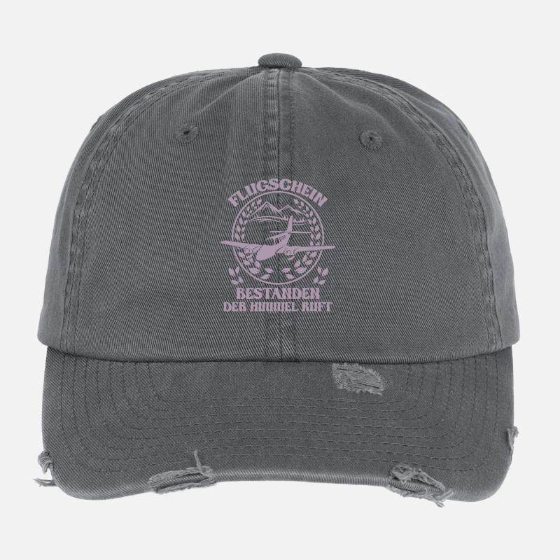 Flugschein bestanden der Himmel ruft Flexfit Vintage Destroyed Cap
