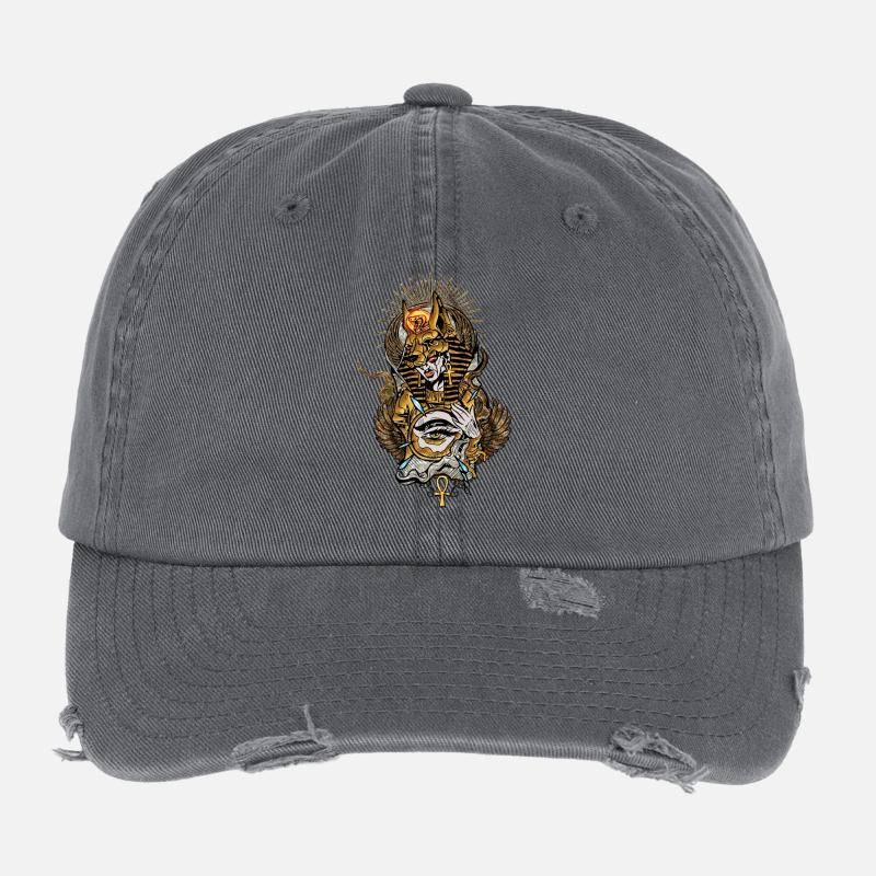 Masque Anubis avec l’œil qui voit tout Casquette vintage effet usé Flexfit