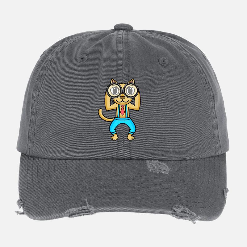 Teleskop Astronomie Astronom Katze Flexfit Vintage Destroyed Cap