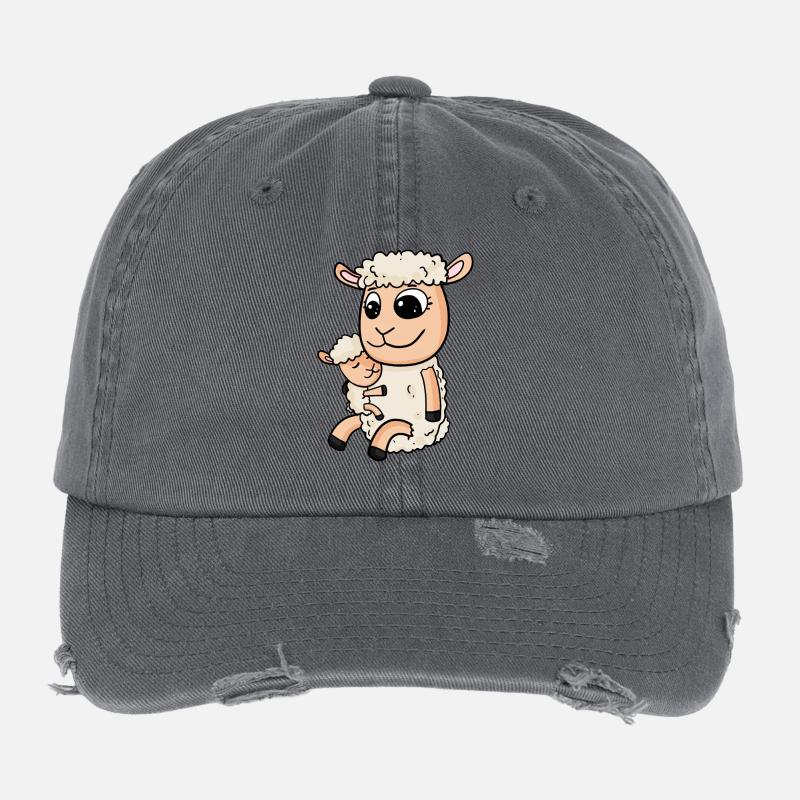 Sheep with baby Sheep Flexfit Vintage Destroyed Cap