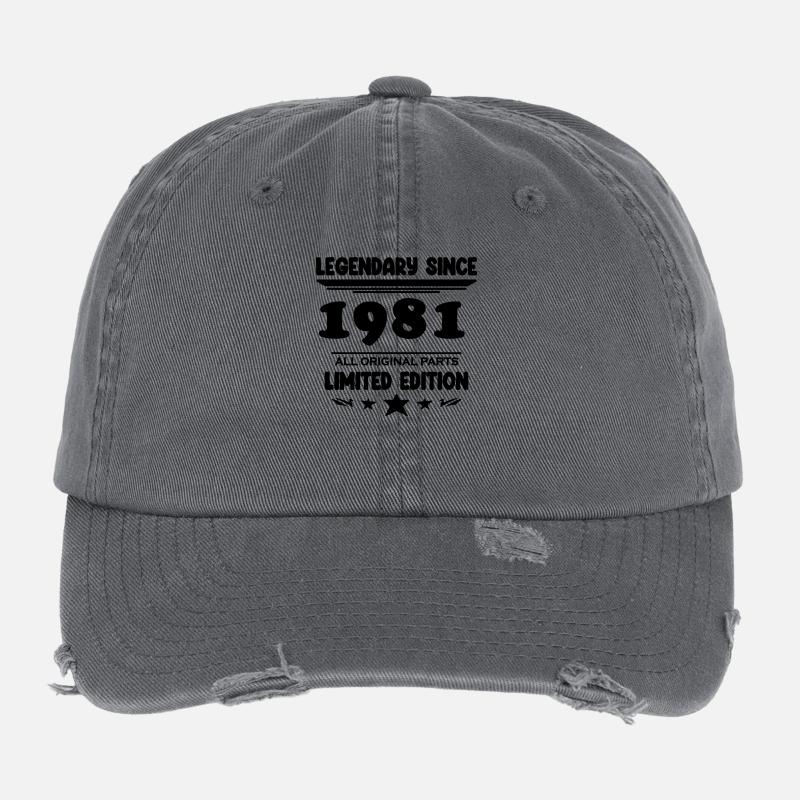 1981 - Né 1981 - Année de construction 1981 Casquette vintage effet usé Flexfit