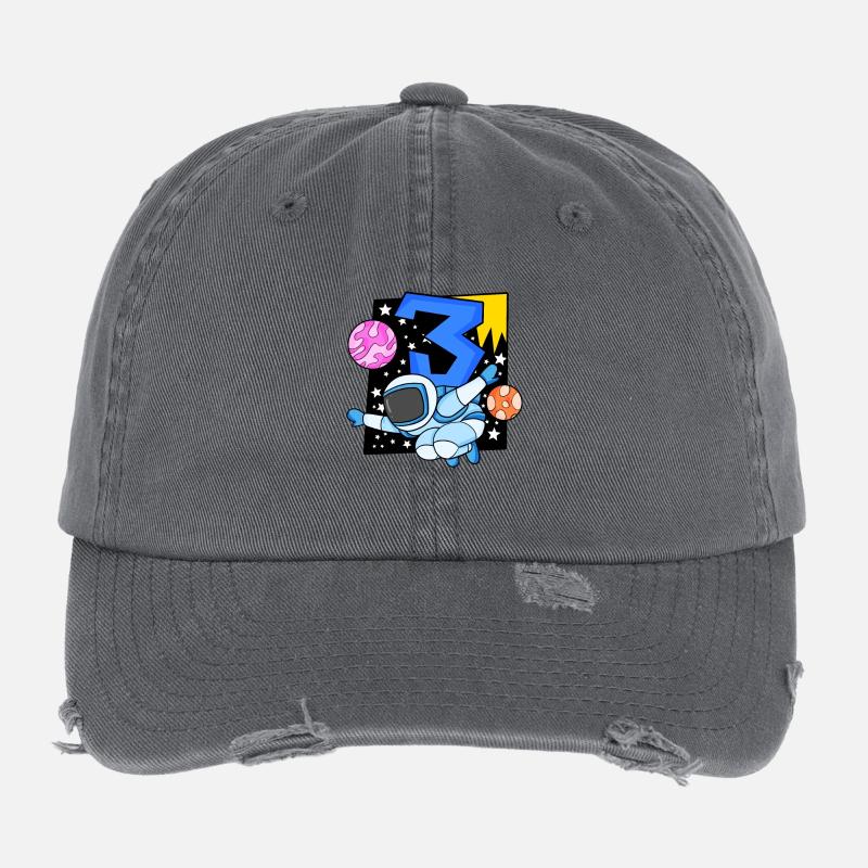 3 years old Young astronaut Flexfit Vintage Destroyed Cap