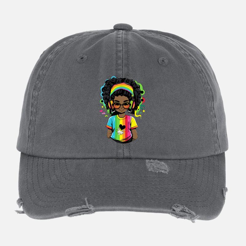 Pull reggae lumineux avec motif arc-en-ciel Casquette vintage effet usé Flexfit
