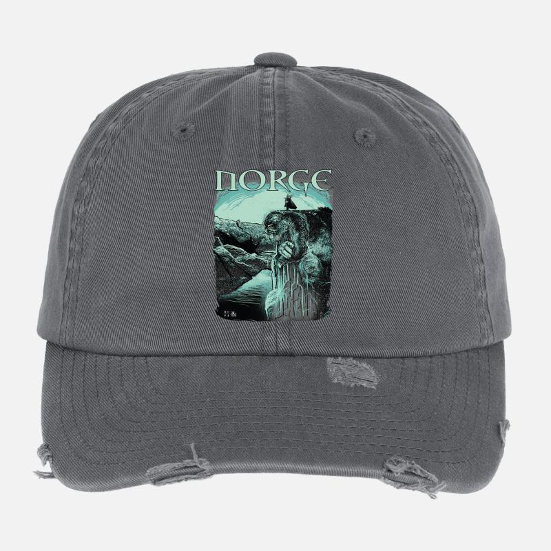 Preikestolen # Troll # Norway - Flexfit Vintage Destroyed Cap - dark grey
