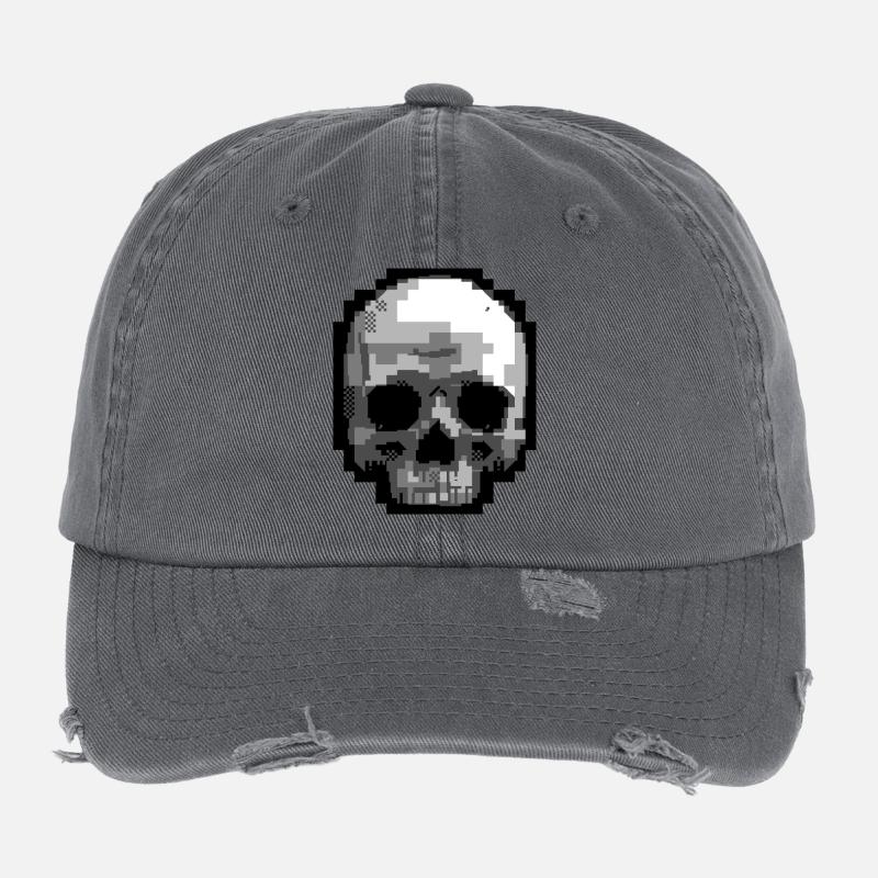 PETSCII Schädel Flexfit Vintage Destroyed Cap