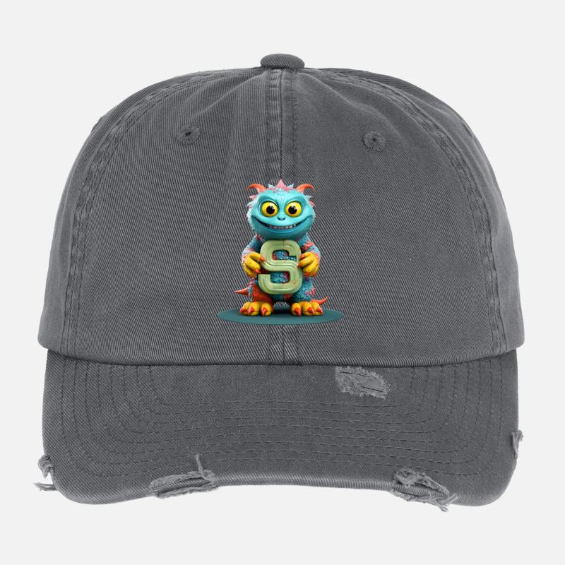 Monstre coloré avec lettre S de l’alphabet Casquette vintage effet usé Flexfit
