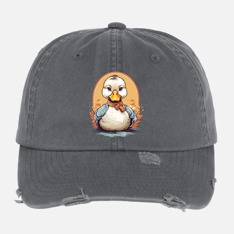 Cute duck with bow Flexfit Vintage Destroyed Cap