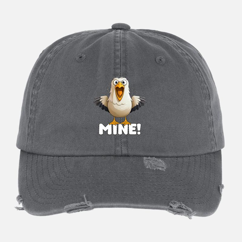 MINE! – Freche Möwe Cartoon, Strand Humor Flexfit Vintage Destroyed Cap