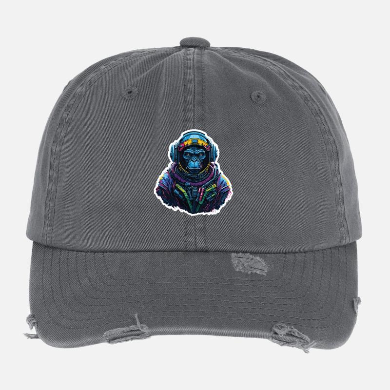Gorilla-Astronaut Neon Flexfit Vintage Destroyed Cap