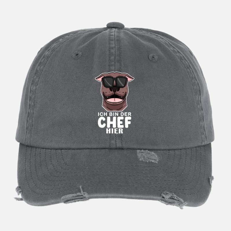 Chef Spruch Anführer Hund Flexfit Vintage Destroyed Cap