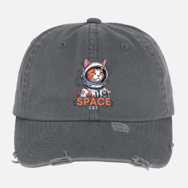 Astronaute Chat de l’Espace Casquette vintage effet usé Flexfit