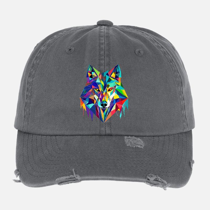 Qui danse avec le loup - Casquette vintage effet usé Flexfit - charbon