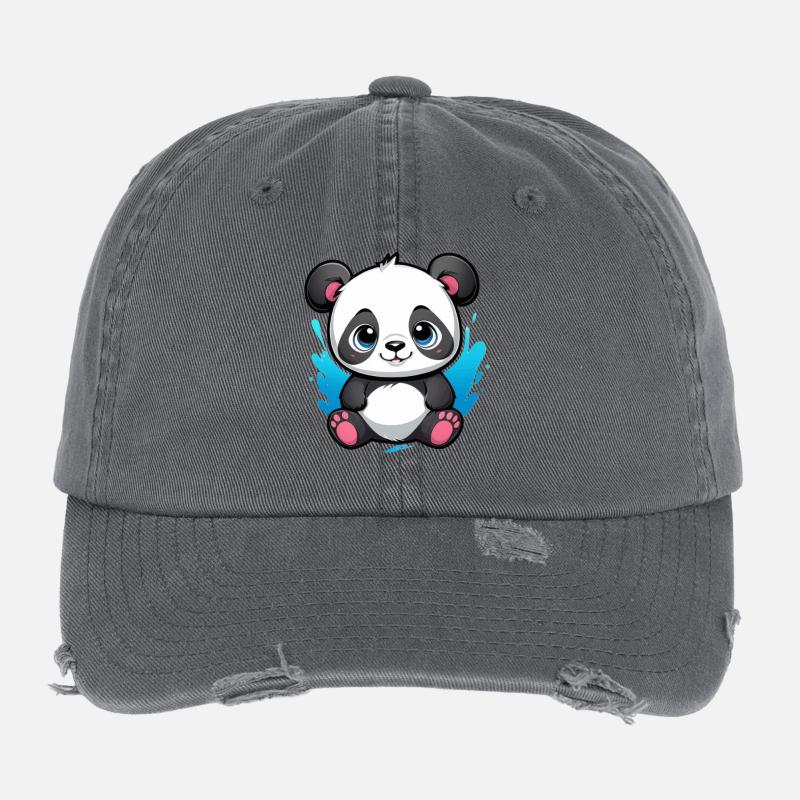Panda Bär Flexfit Vintage Destroyed Cap